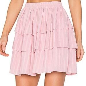 Steele Moonlight Frill Skirt in Rose Pink Tiered Pull On Skirt by Revolve XS